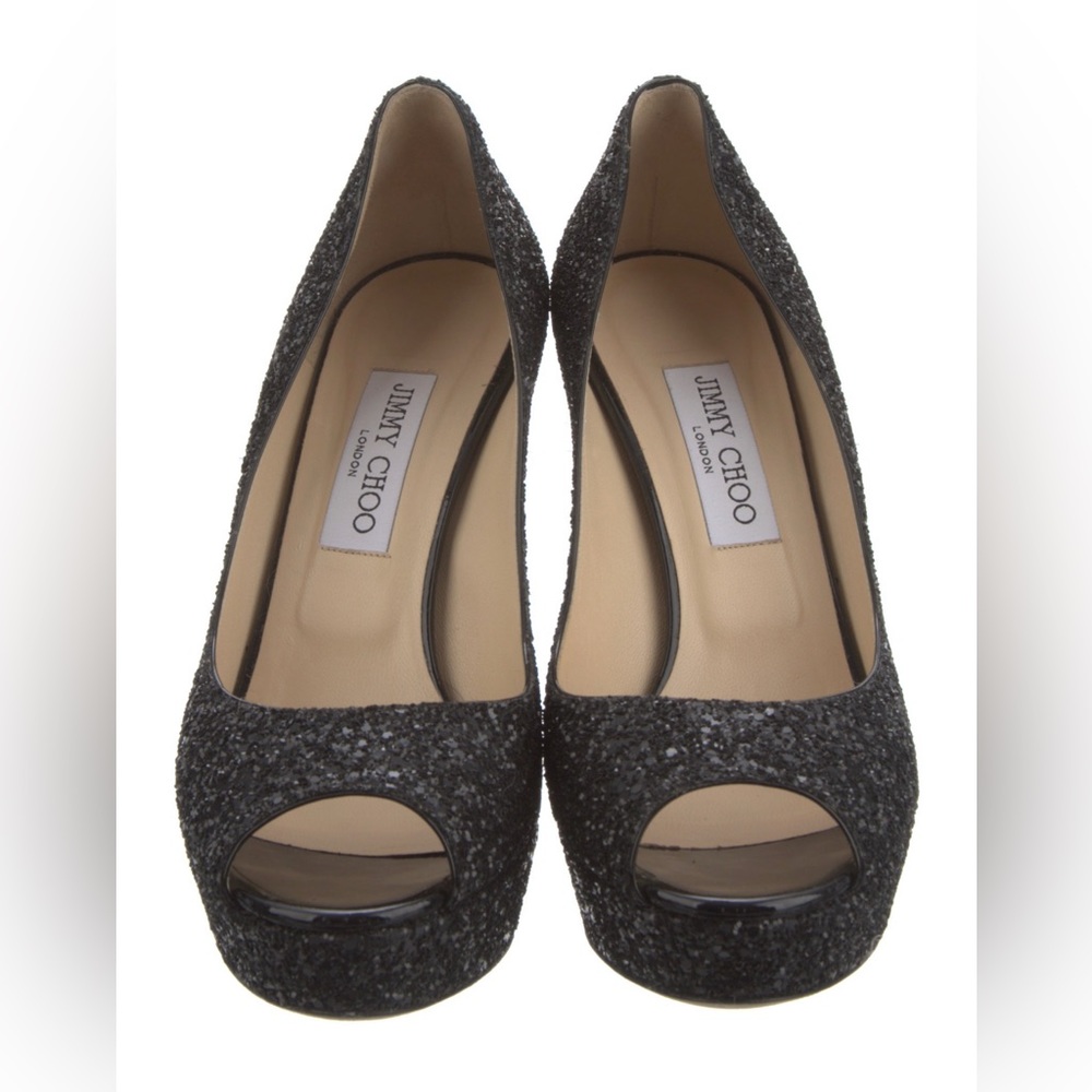 Jimmy Choo Dahlia Glitter Black Pumps Size 40